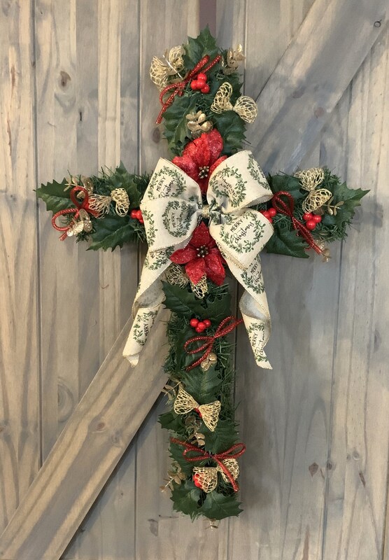 Cross Wreath, Christmas Wreath, Pine Wreath, Winter Wreath, Holiday Wreath, Reason for the Season, Religious, Christ Jesus, Front Door Decor